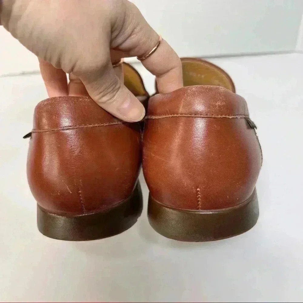 MEPHISTO  Leather Slip On Loafers Mens Sz 10 Brandy Moc. Toes Cool Air Comfort - Picture 4 of 14